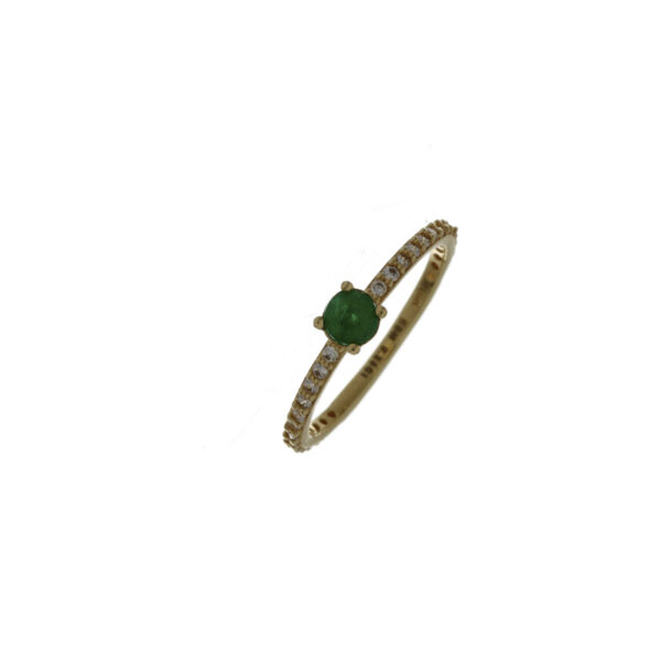ANILLO Oro Amarillo Solitario Esmeralda