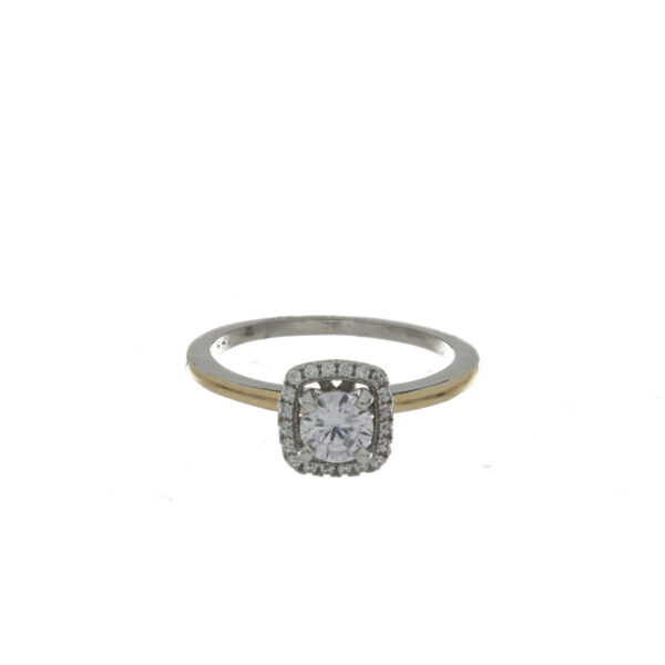 ANILLO Plata Oro Solitario Circón