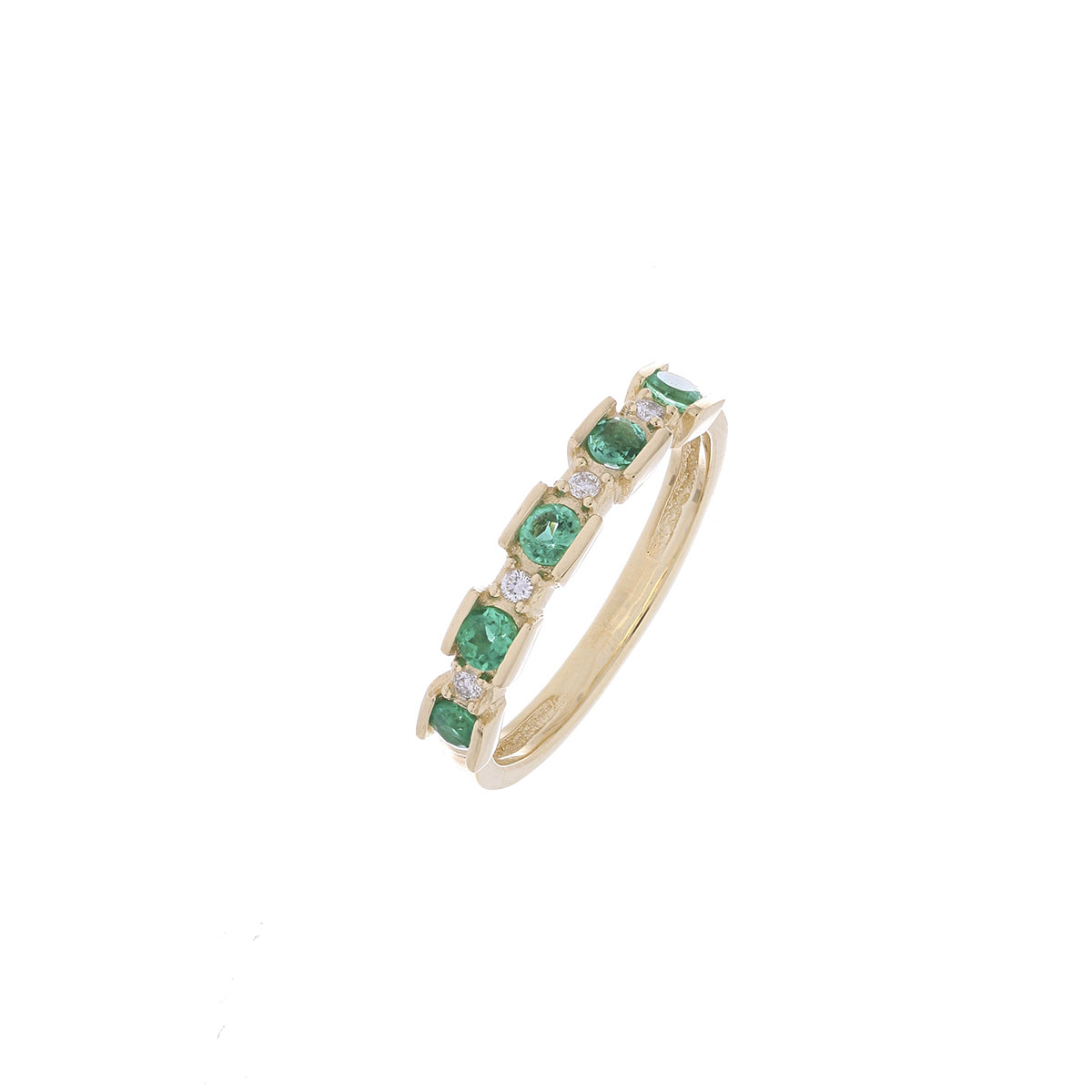 ANILLO Oro Amarillo Esmeralda y Diamantes - Imagen 2
