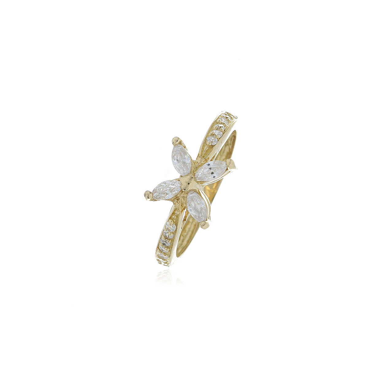 ANILLO Oro Amarillo Flor Circón - Imagen 2