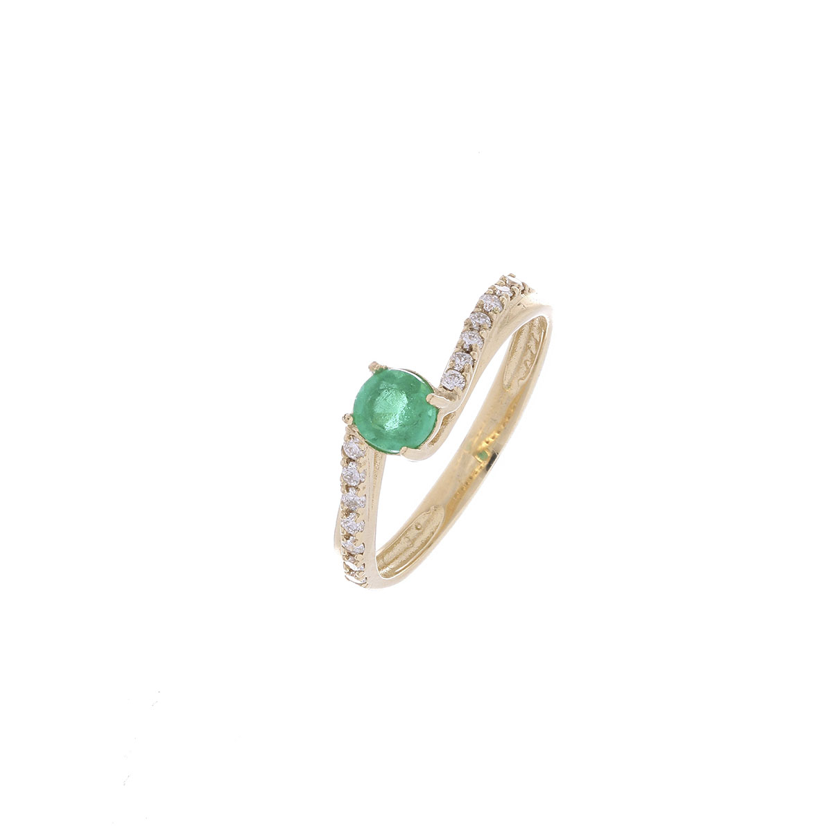 ANILLO Oro Amarillo Esmeralda y Diamantes - Imagen 2