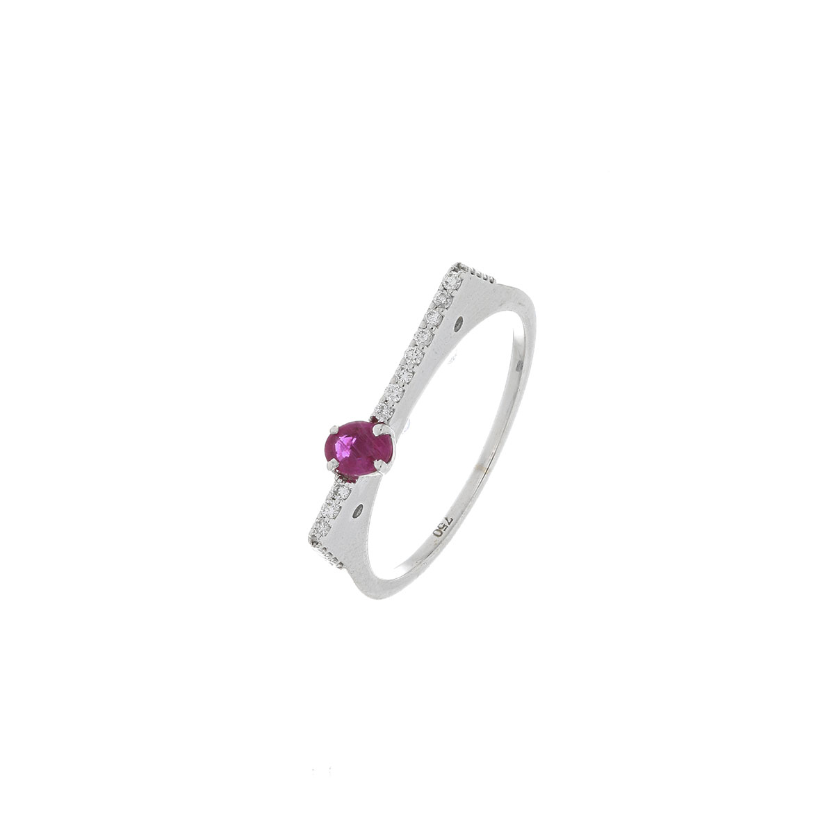 ANILLO Oro Blanco Diamantes Rubí - Imagen 2