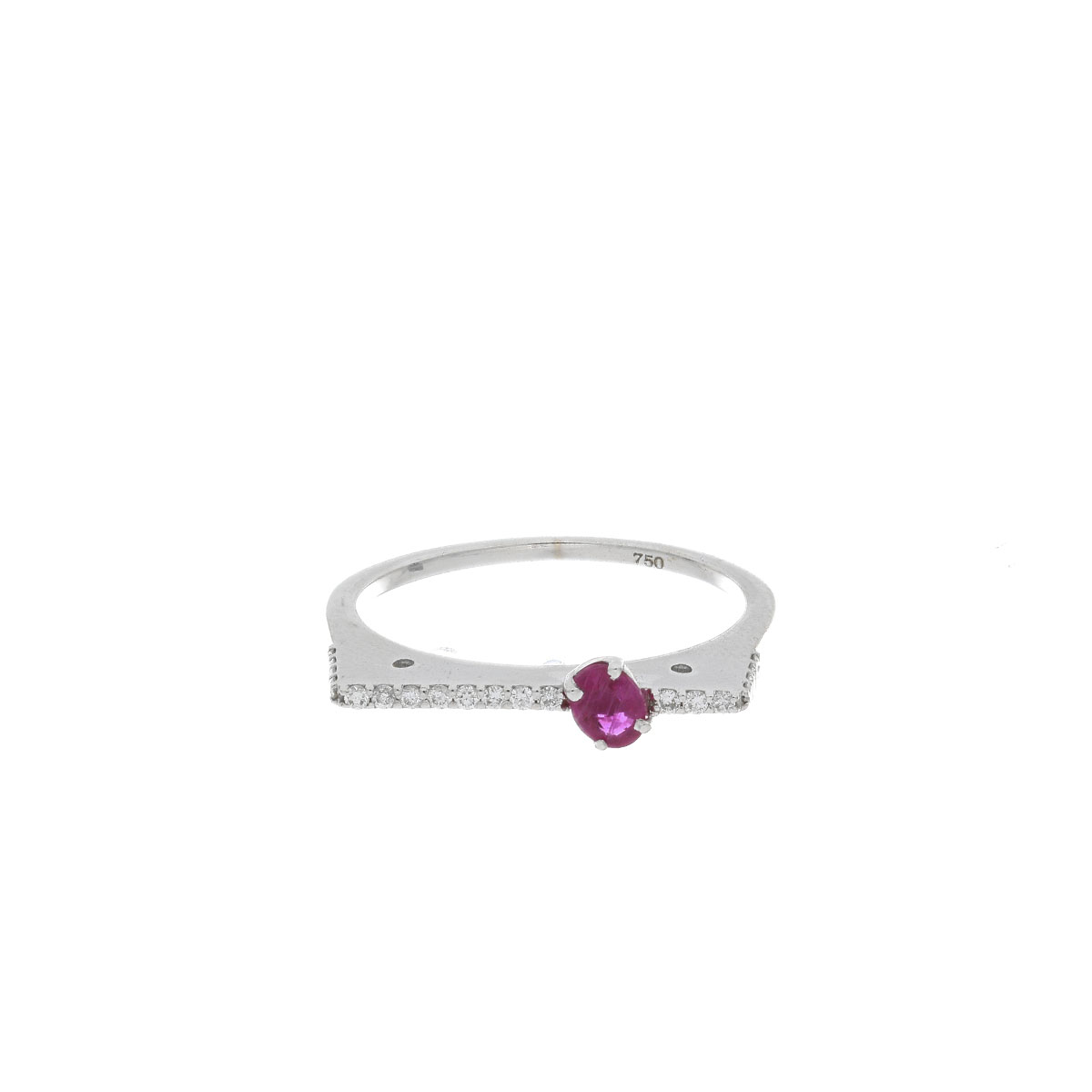 ANILLO Oro Blanco Diamantes Rubí