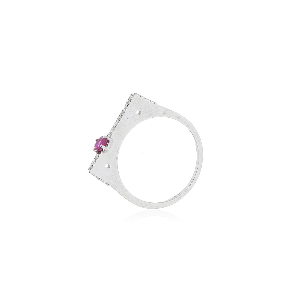 ANILLO Oro Blanco Diamantes Rubí - Imagen 3