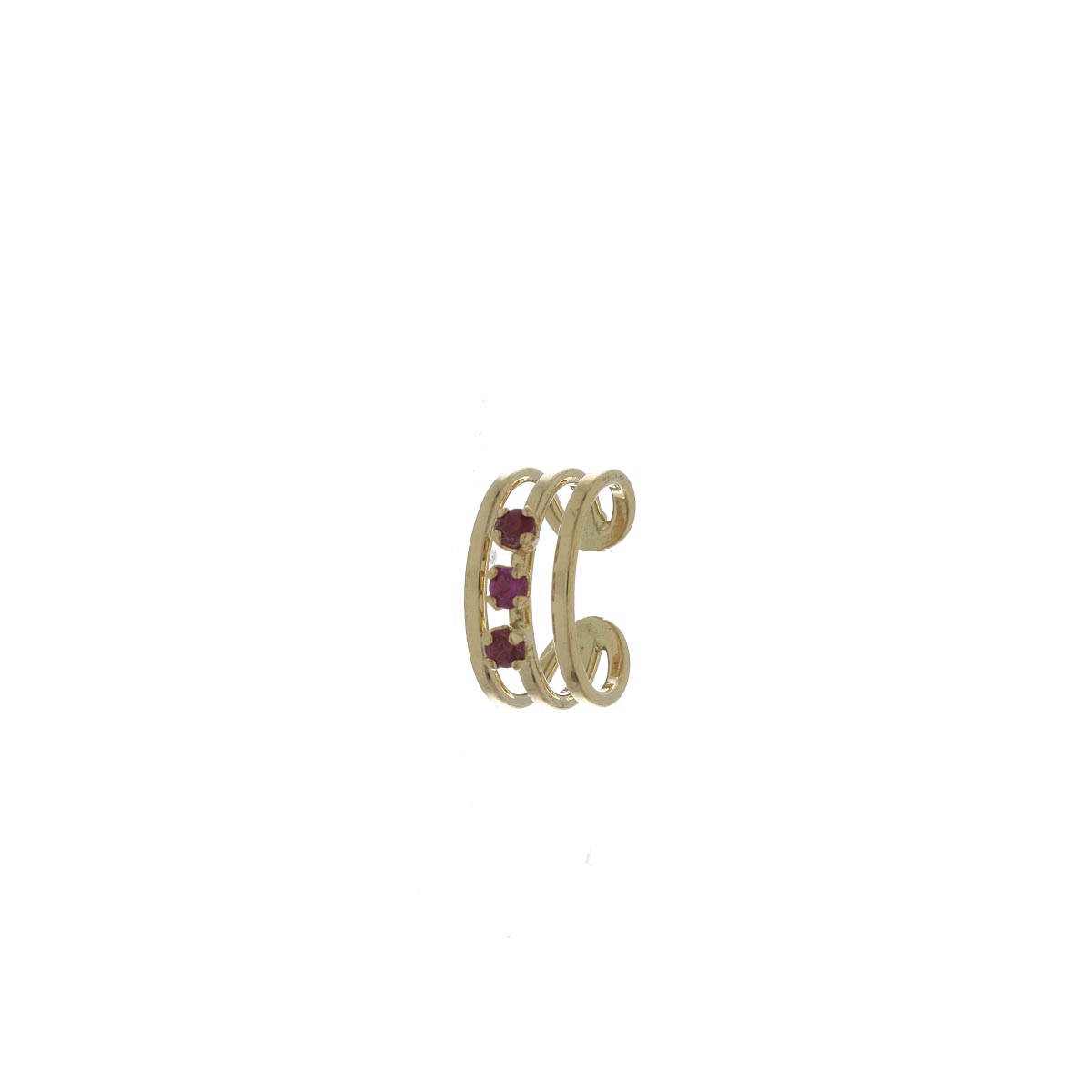 TOPOS Oro Amarillo Earcuff Rubí