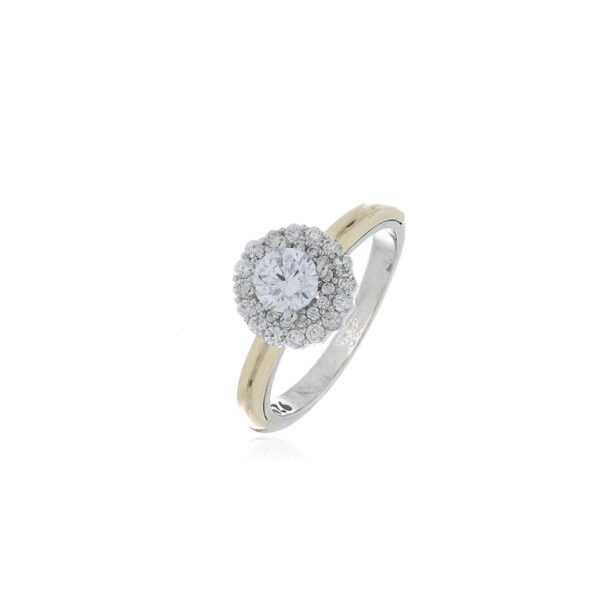 Anillo Plata Oro Solitario