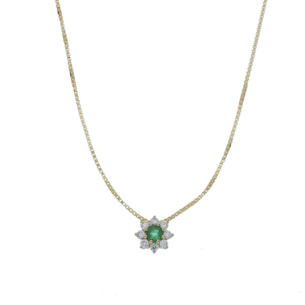 CADENA Oro Amarillo Esmeralda Diamante 40 cm