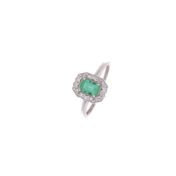 ANILLO Oro Blanco Esmeralda AN1098