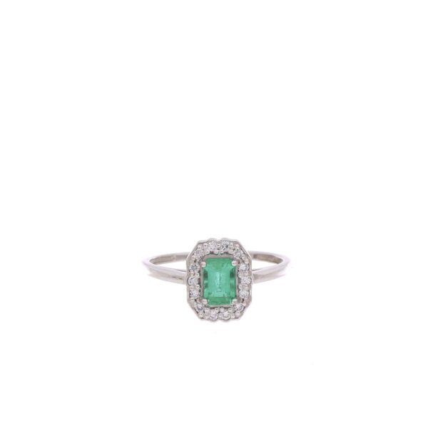 ANILLO Oro Blanco Esmeralda AN1098
