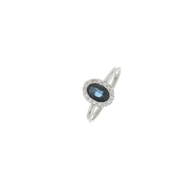 ANILLO Oro Blanco Zafiro Diamante