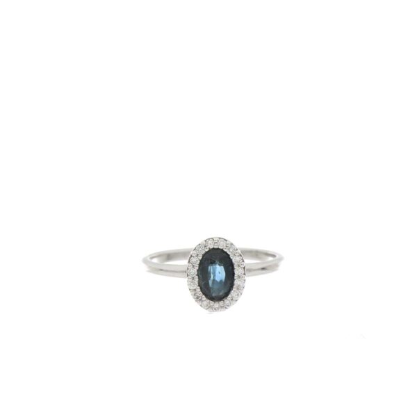 ANILLO Oro Blanco Zafiro Diamante