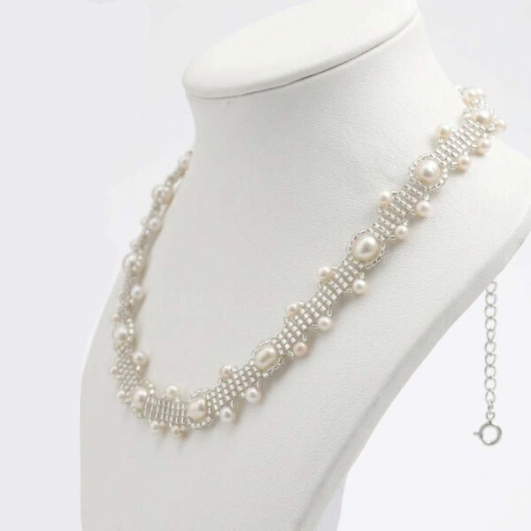 Collar Perlas Mostacillas Plateadas cd882pl