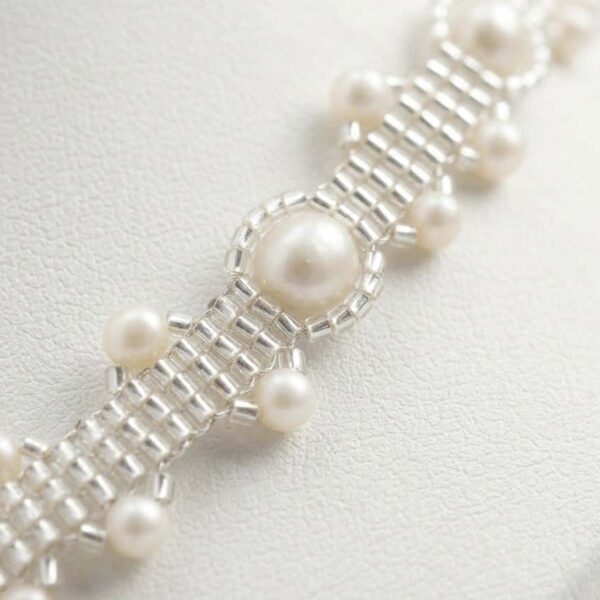 Collar Perlas Mostacillas Plateadas cd882pl